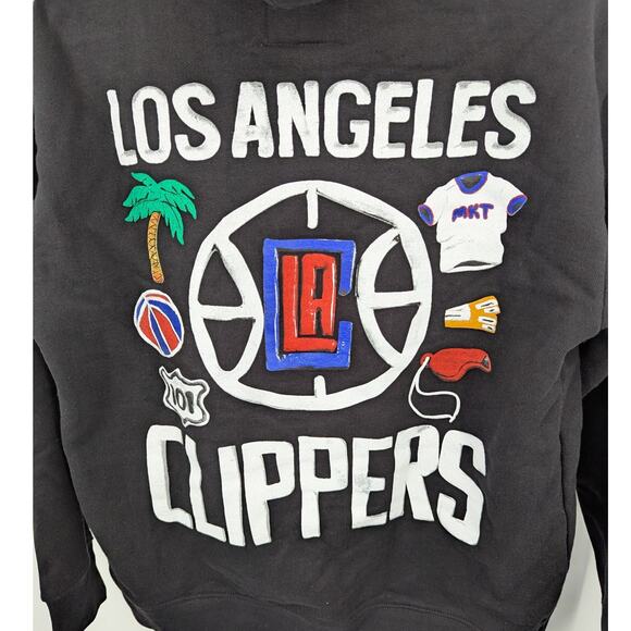 NWOT MARKET x NBA LA Clippers Hoodie Black Medium 100% Cotton Graphic Pullover - Picture 5 of 8